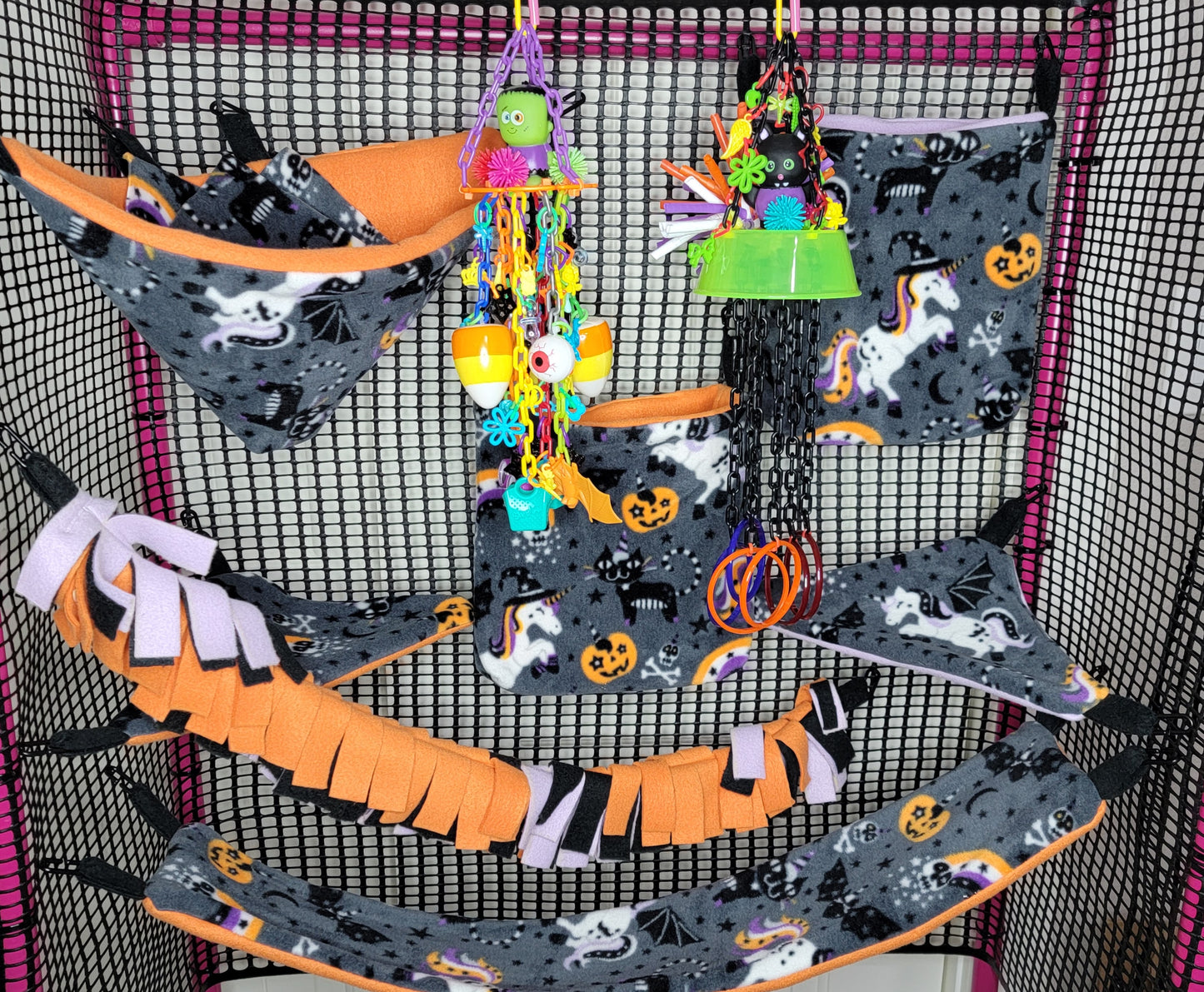 Halloween cage set with toys - Frankenstein and cat