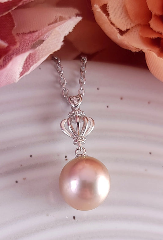 Crown Single-Pearl Cage Pendant